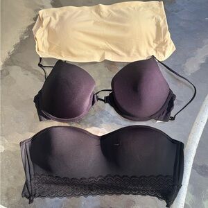 Women’s Strapless & Convertible Bra Set - Black and Cream